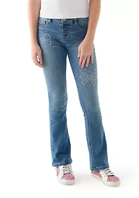Girls 7-16 Bling Bow Flare Pants