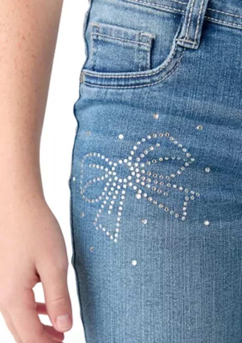 Girls 7-16 Bling Bow Flare Pants