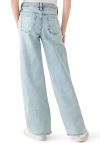 Girls 7-16 Wide Leg Crochet Belt Jeans