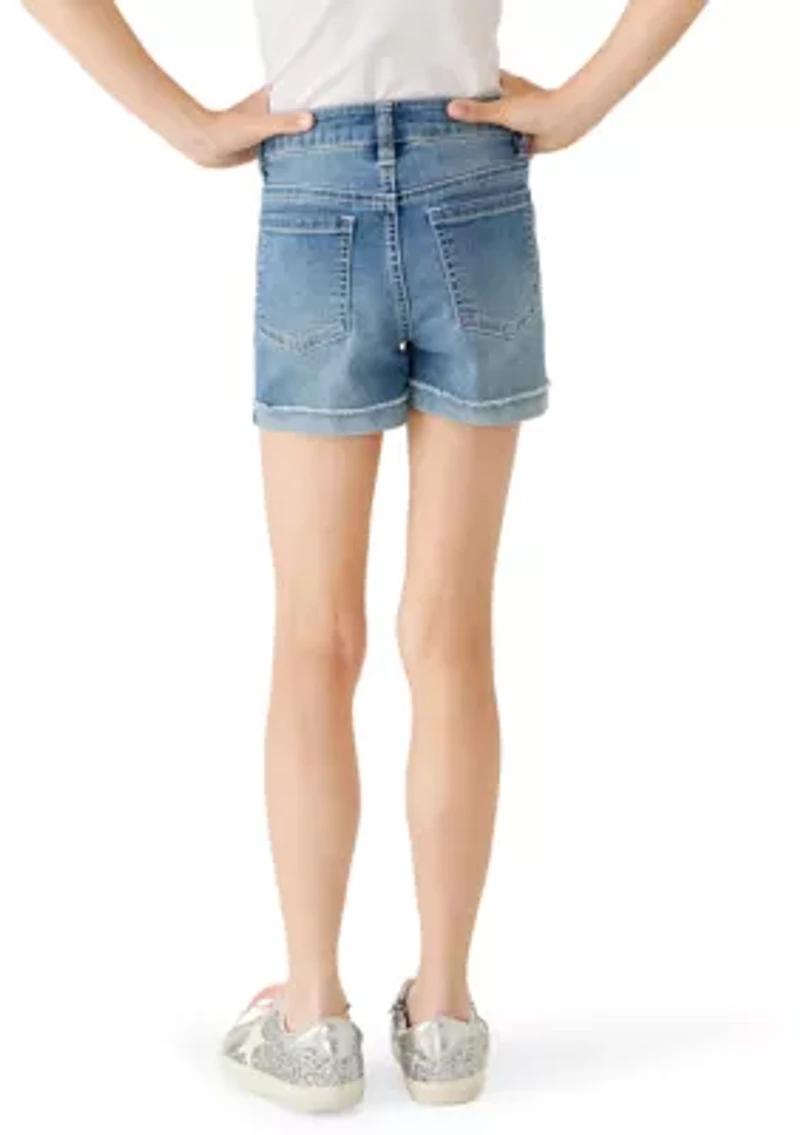 Girls 7-16 Roll Cuff Daisies Shorts