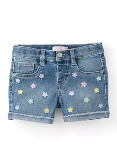 Girls 4-6x Roll Cuff Daisies Shorts