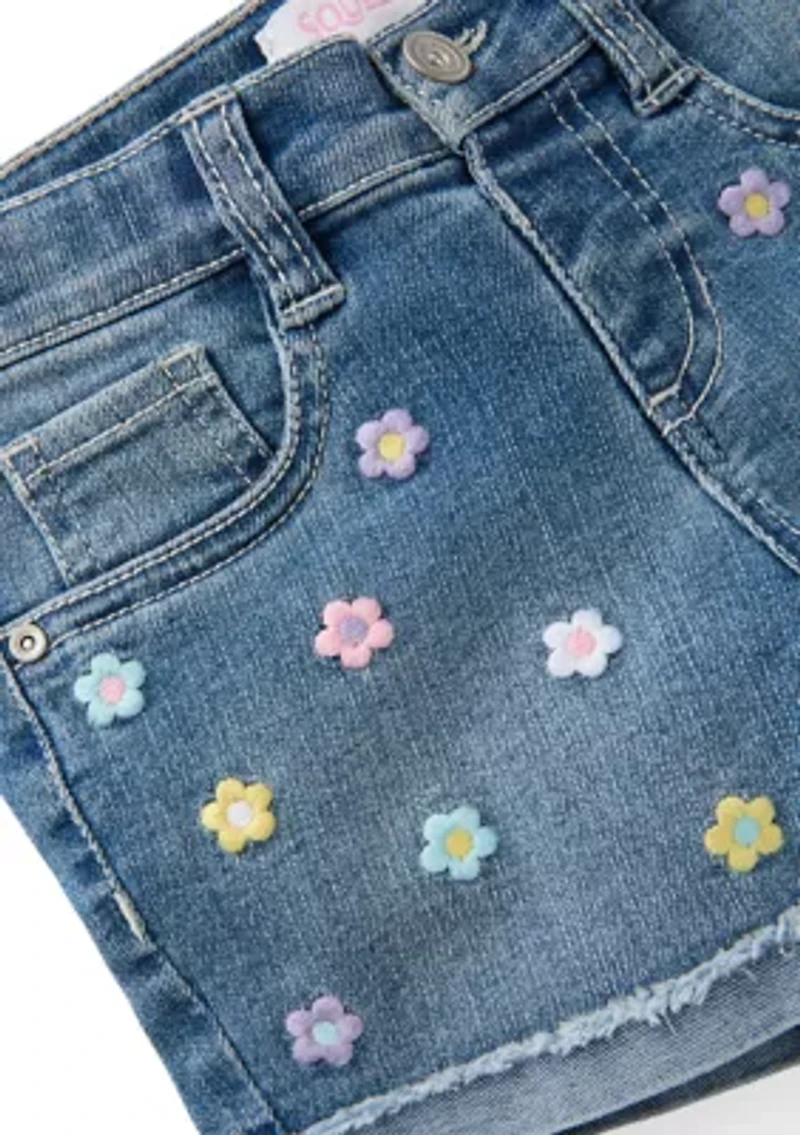 Girls 4-6x Roll Cuff Daisies Shorts
