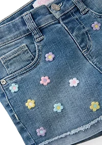 Girls 4-6x Roll Cuff Daisies Shorts