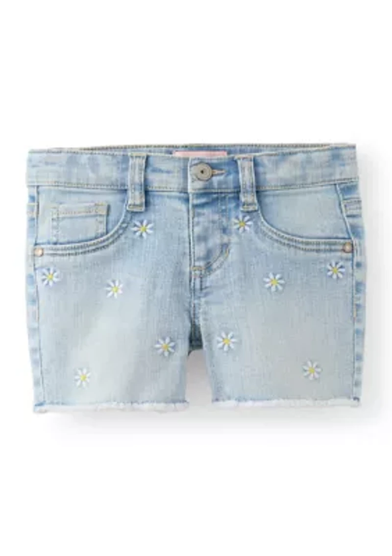 Girls 4-6x Fray Hem Daisies Shorts