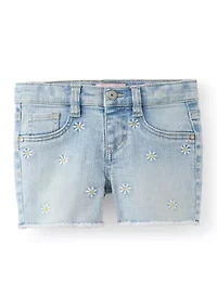 Girls 4-6x Fray Hem Daisies Shorts