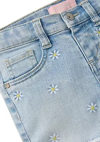 Girls 4-6x Fray Hem Daisies Shorts