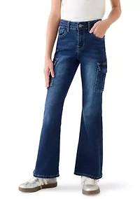 Girls 7-16 Cargo Flare Jeans