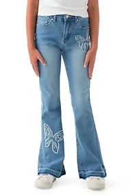 Girls 7-16 Butterfly Flare Jeans