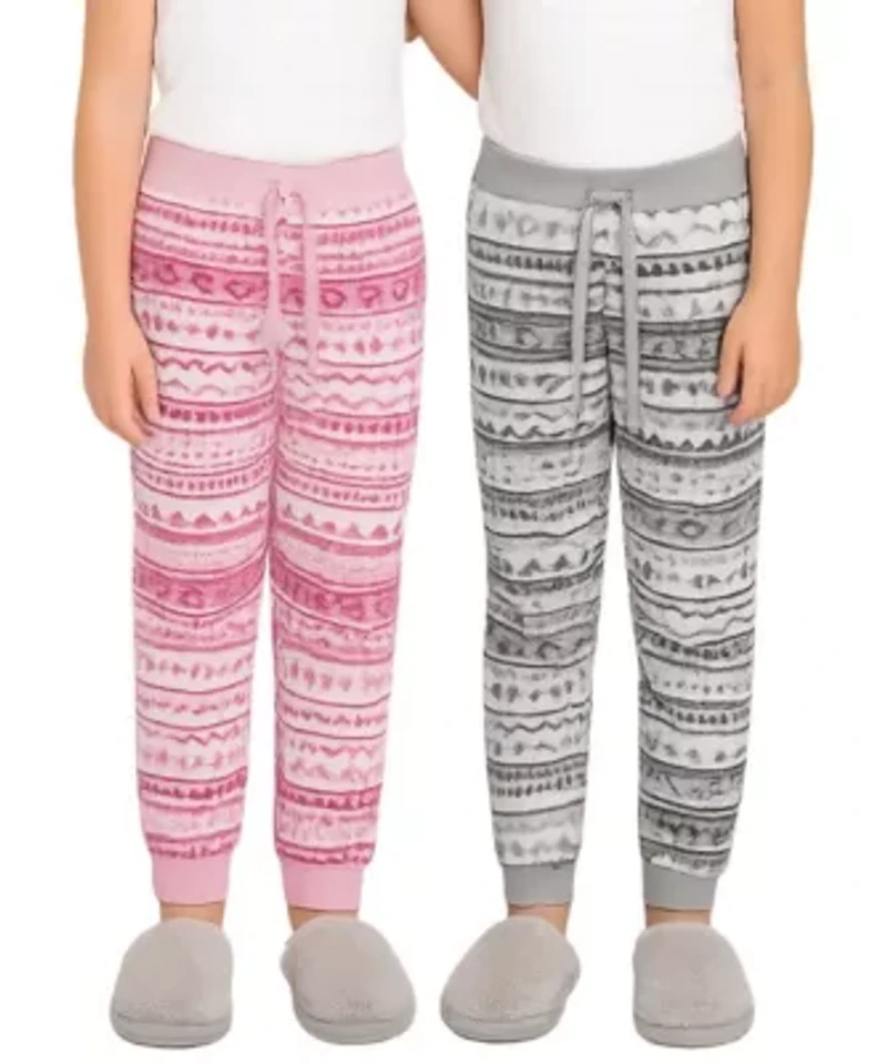 Girls 2 Pack Brushed Fleece Lounge Pants