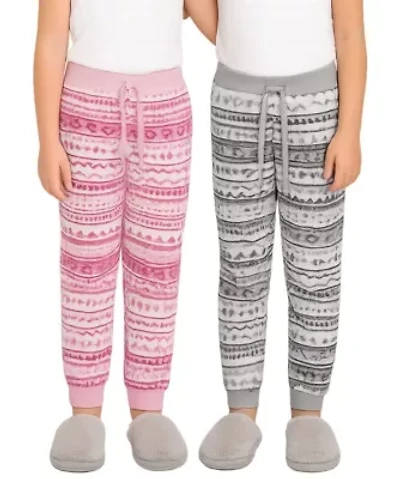 Girls 2 Pack Brushed Fleece Lounge Pants