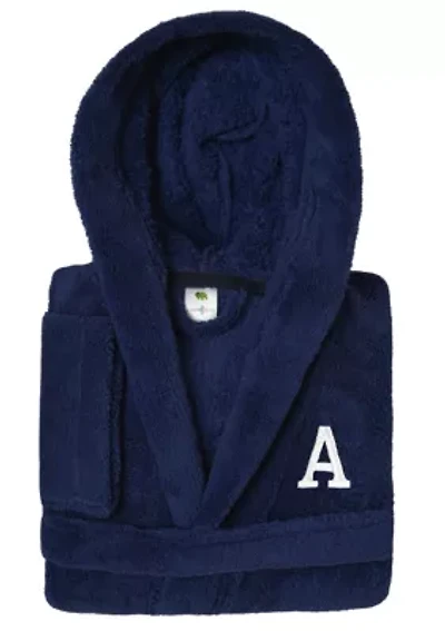 Girls 5-12 Navy Personalized Hooded Bathrobe