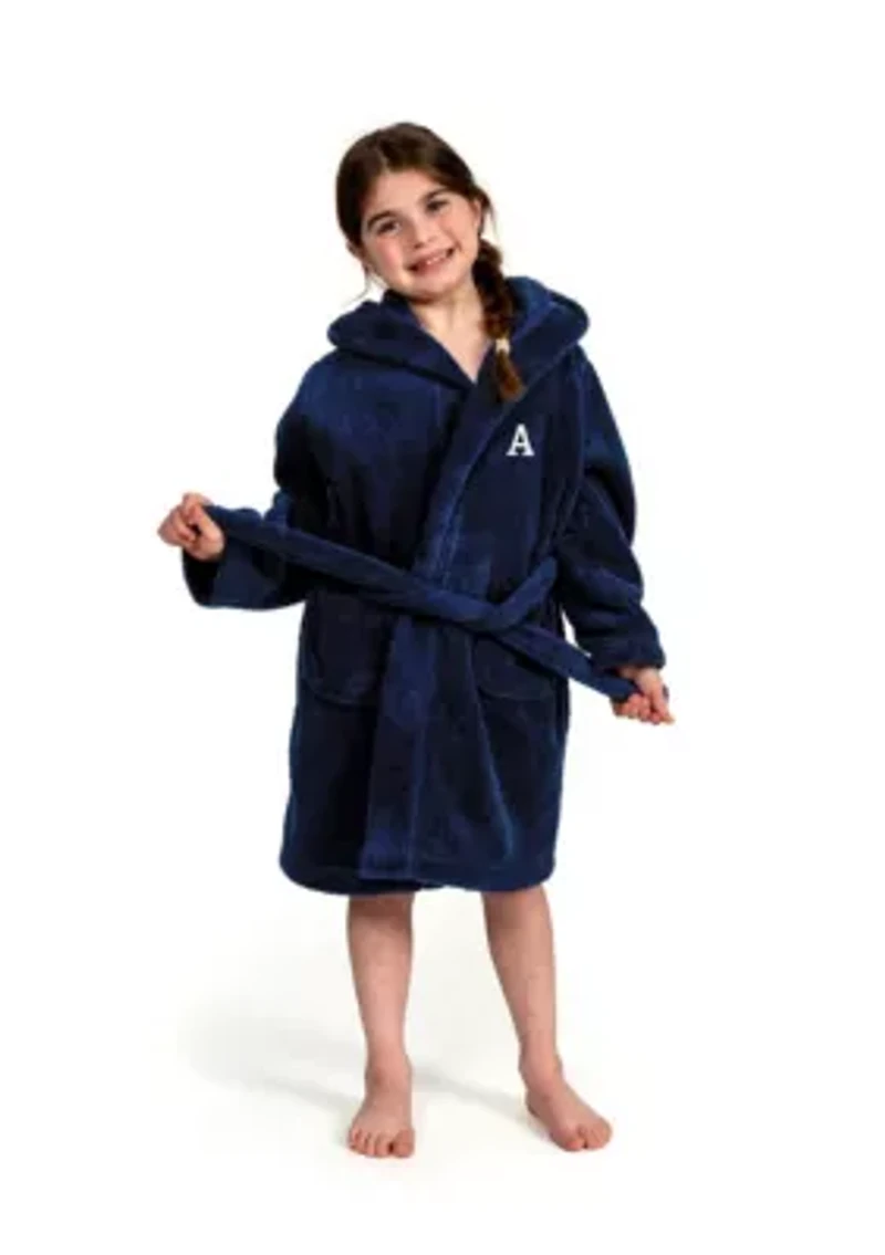 Girls 5-12 Navy Personalized Hooded Bathrobe