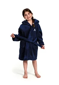 Girls 5-12 Navy Personalized Hooded Bathrobe