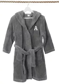 Boys 5-12 Grey Personalized Hooded Bathrobe
