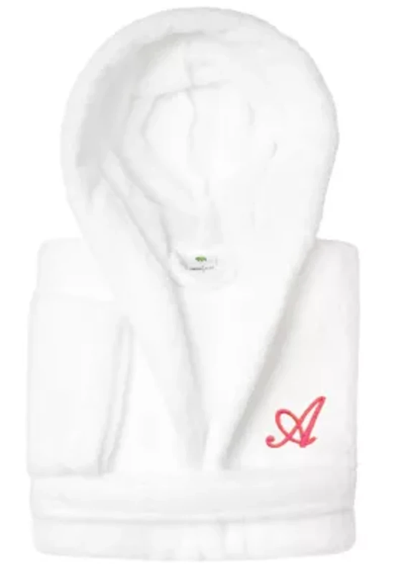Girls 5-12 White Personalized Hooded Bathrobe