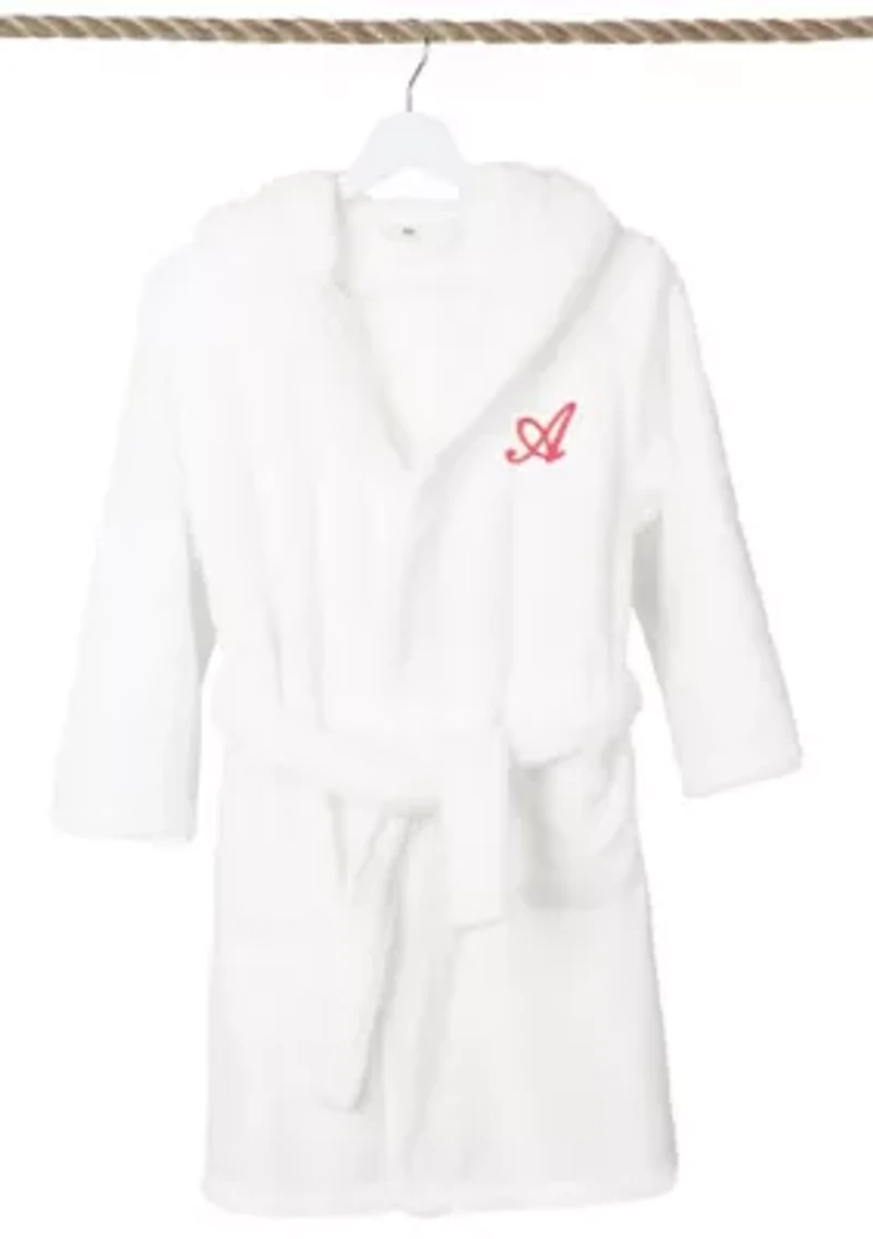Girls 5-12 White Personalized Hooded Bathrobe