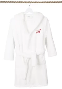 Girls 5-12 White Personalized Hooded Bathrobe