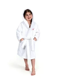 Girls 5-12 White Personalized Hooded Bathrobe