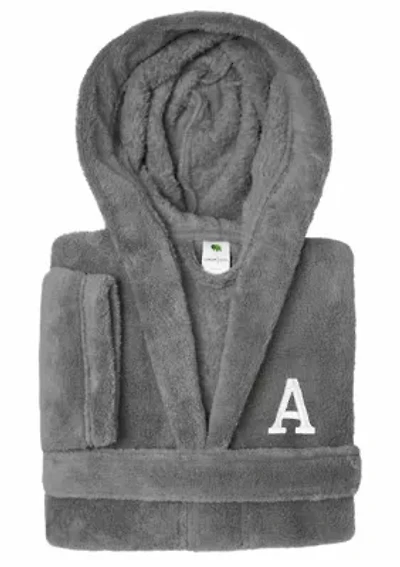 Girls 5-12 Grey Personalized Hooded Bathrobe