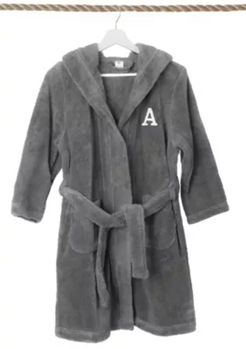 Girls 5-12 Grey Personalized Hooded Bathrobe