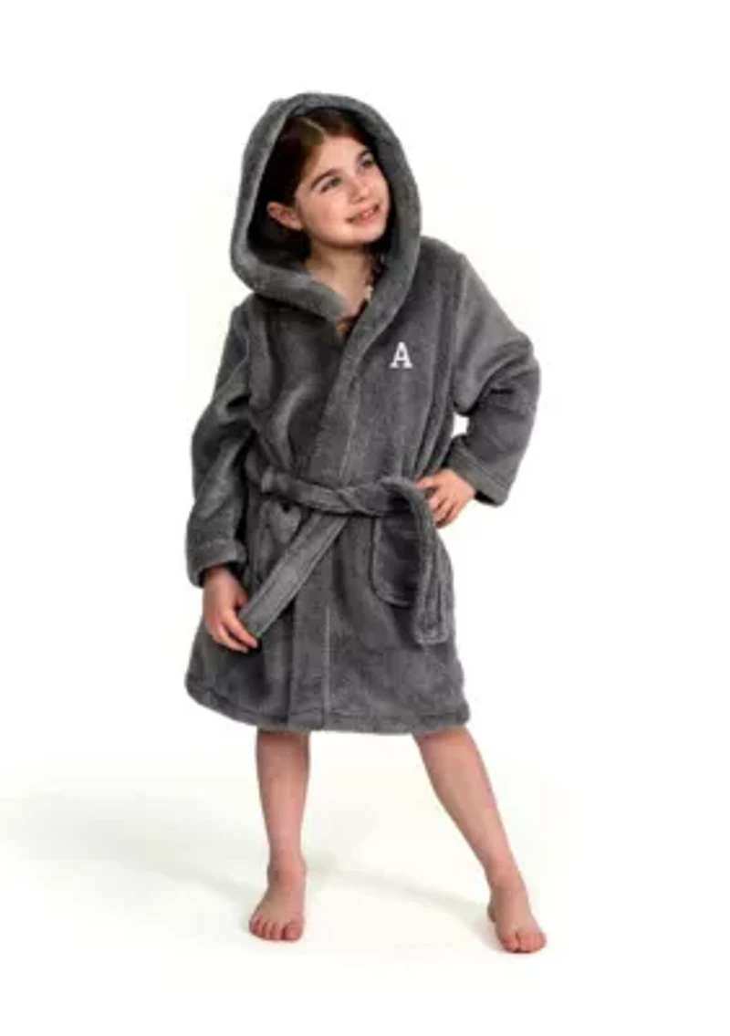 Girls 5-12 Grey Personalized Hooded Bathrobe