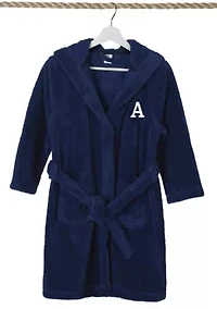 Boys 5-12 Navy Personalized Hooded Bathrobe