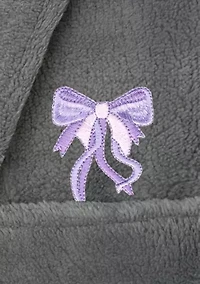 Girls 5-12 Hooded Bathrobe Embroidered with Bow Design