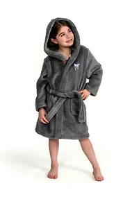 Girls 5-12 Hooded Bathrobe Embroidered with Bow Design