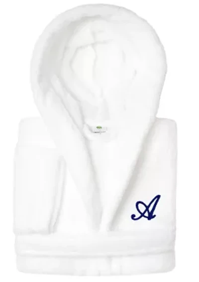 Boys 5-12 White Personalized Hooded Bathrobe