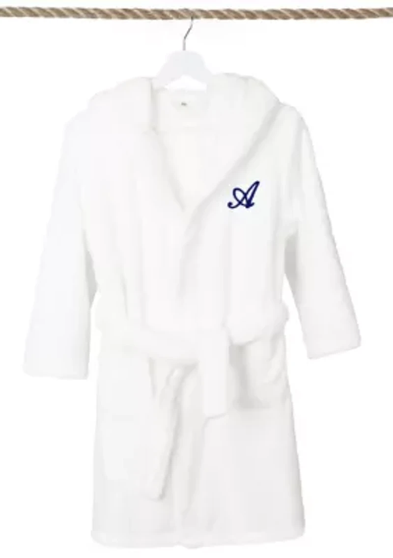 Boys 5-12 White Personalized Hooded Bathrobe