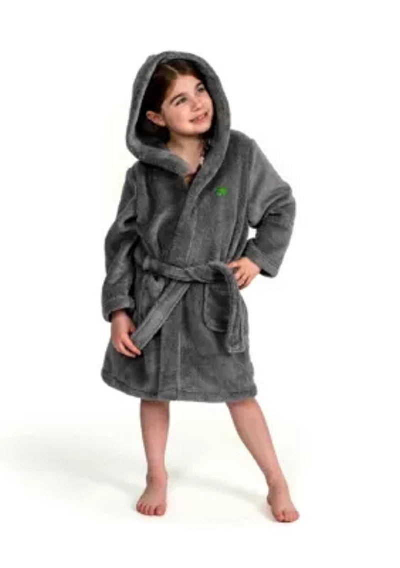 Girls 5-12 Hooded Bathrobe Embroidered with Turtle Design