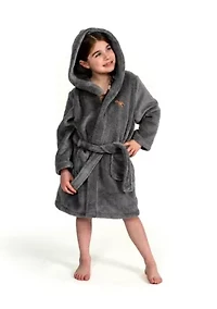 Girls 5-12 Hooded Bathrobe Embroidered with Dinosaur Design