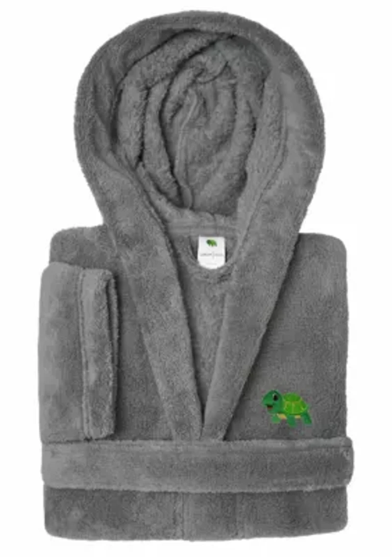 Boys 5-12 Hooded Bathrobe Embroidered with Turtle Design