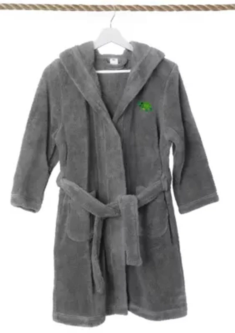Boys 5-12 Hooded Bathrobe Embroidered with Turtle Design