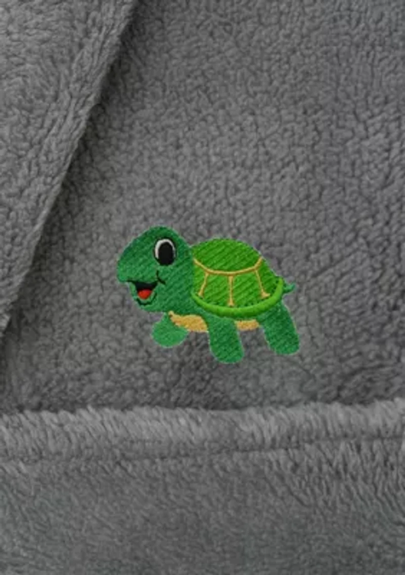 Boys 5-12 Hooded Bathrobe Embroidered with Turtle Design