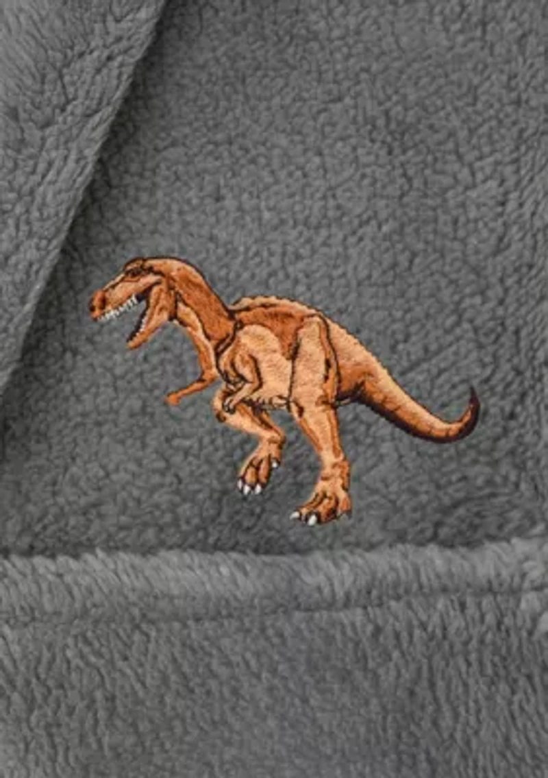 Boys 5-12 Hooded Bathrobe Embroidered with Dinosaur Design