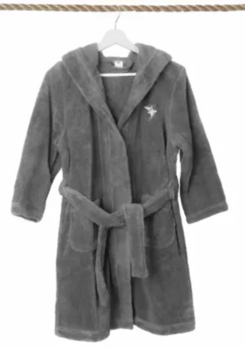 Boys 5-12 Hooded Bathrobe Embroidered with Shark Design