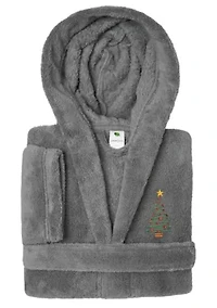 Boys 5-12 Hooded Bathrobe Embroidered with Christmas Tree Design