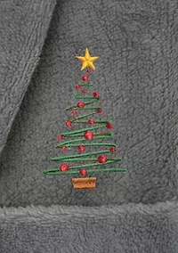 Boys 5-12 Hooded Bathrobe Embroidered with Christmas Tree Design