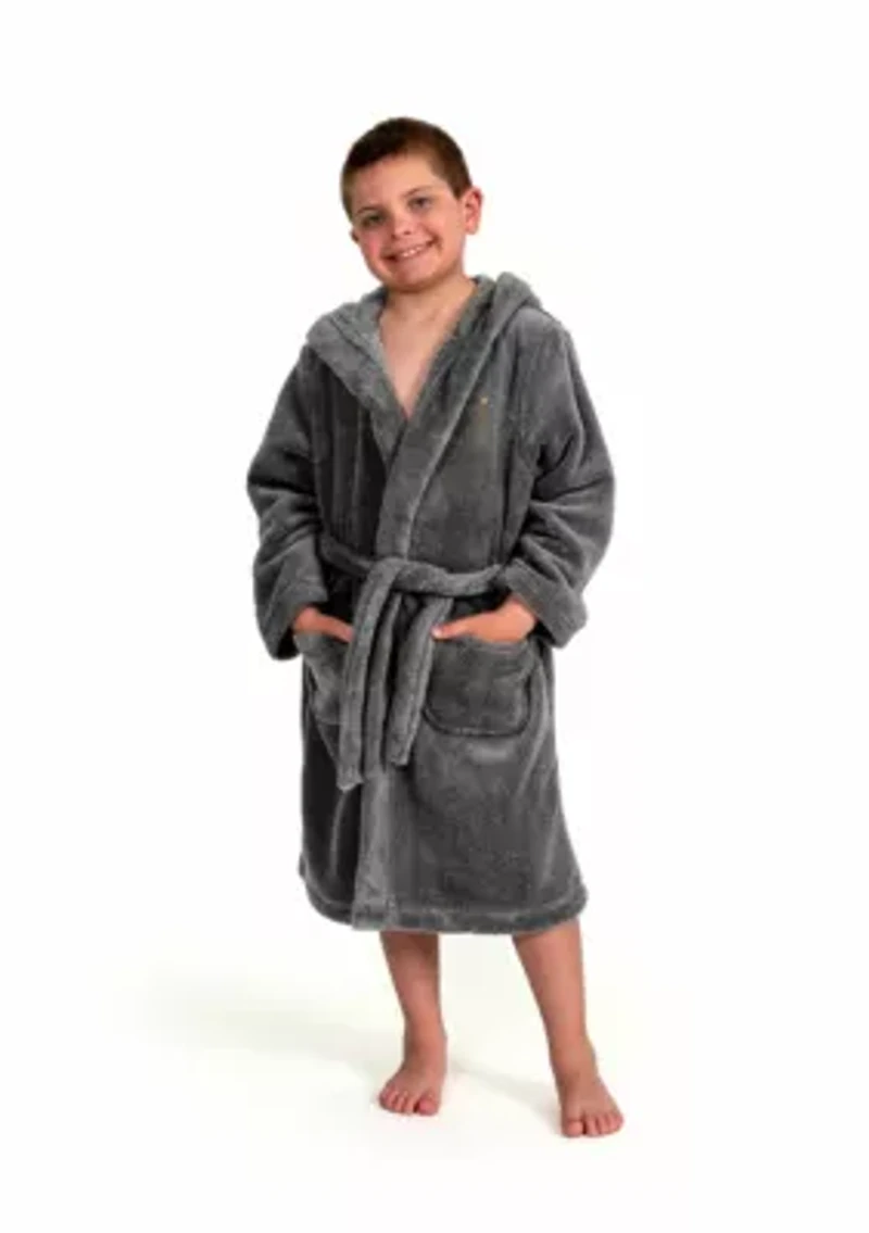 Boys 5-12 Hooded Bathrobe Embroidered with Christmas Tree Design