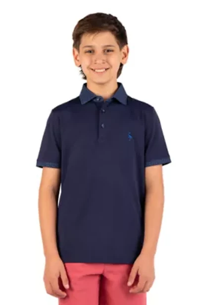 Micro Perforated Polo With Printed Collar And Sleeve Trim