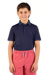 Micro Perforated Polo With Printed Collar And Sleeve Trim