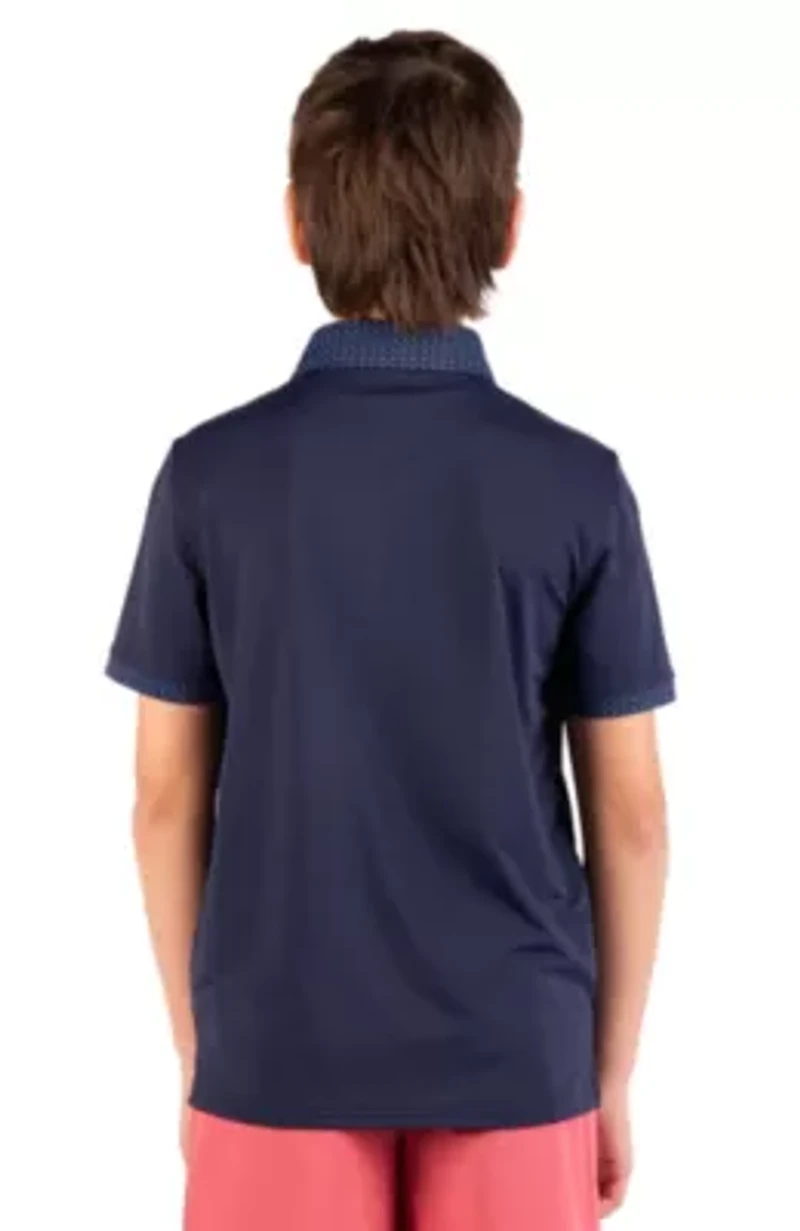 Micro Perforated Polo With Printed Collar And Sleeve Trim