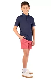 Micro Perforated Polo With Printed Collar And Sleeve Trim