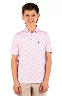 Flamingos Printed Performance Polo