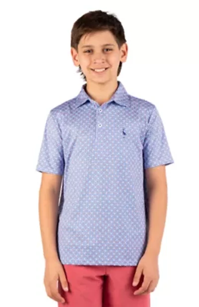Geo Floral Printed Performance Polo