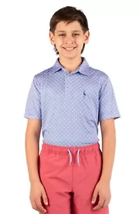 Geo Floral Printed Performance Polo