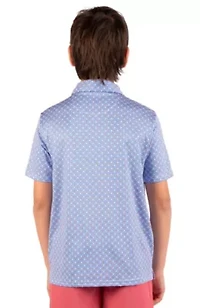 Geo Floral Printed Performance Polo
