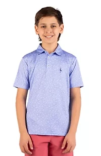 Summer Floral Printed Performance Polo