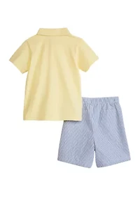 Boys 4-7 Solid Polo Shirt and Printed Shorts Set